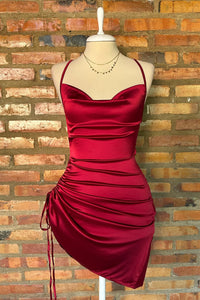 Spaghetti Strap Ruched Tight Homecoming Dress