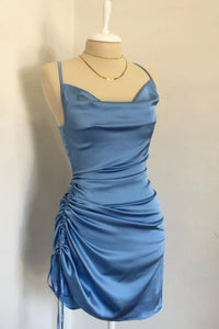 Spaghetti Strap Ruched Tight Homecoming Dress