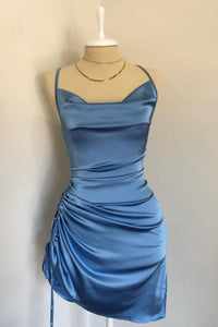 Spaghetti Strap Ruched Tight Homecoming Dress