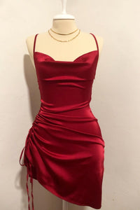 Spaghetti Strap Ruched Tight Homecoming Dress