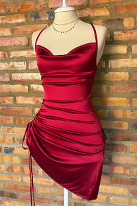Spaghetti Strap Ruched Tight Homecoming Dress