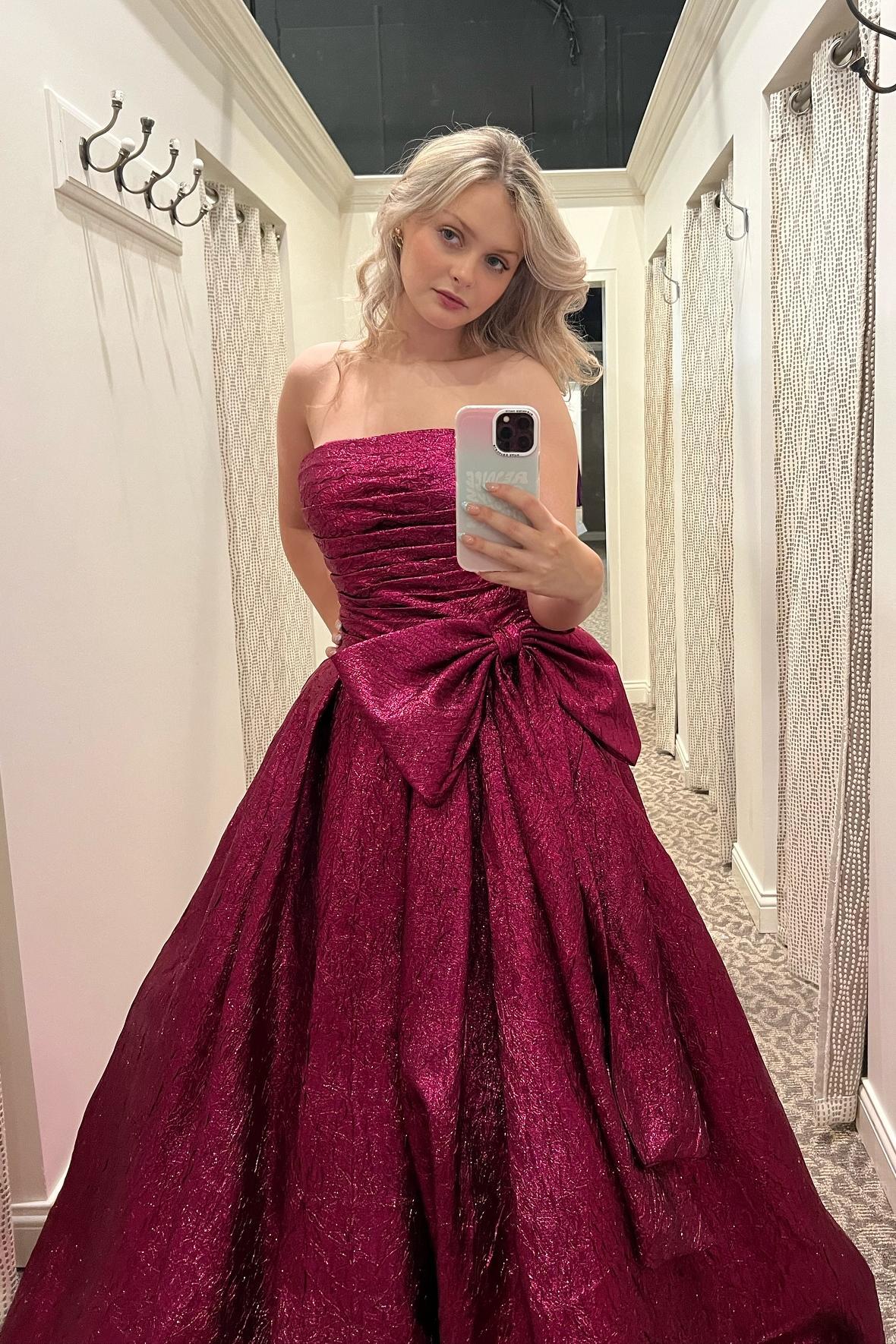 Strapless Fuchsia Ruched A-line Long Formal Gown