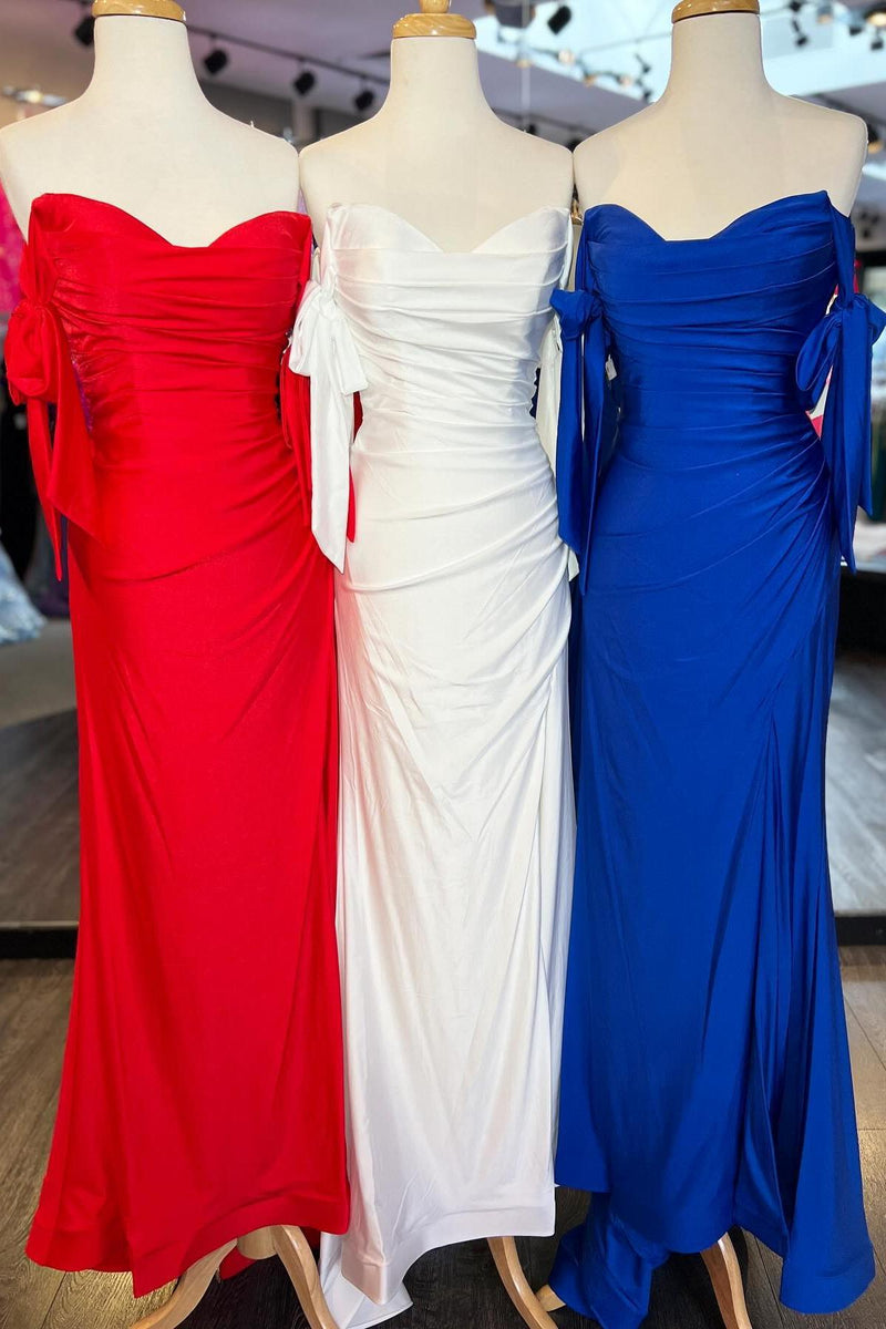 Off the Shoulder Lemon Green Ruched Mermaid Long Formal Dress