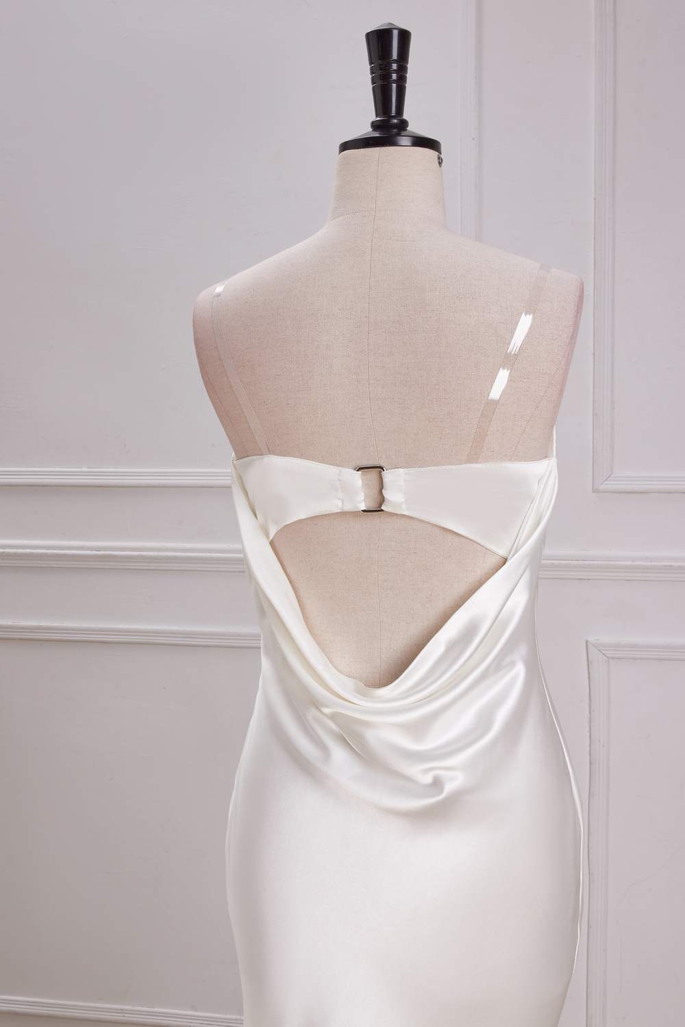 White Strapless Mermaid Satin Long Bridesmaid Dress