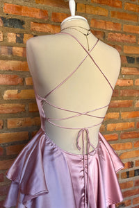 Spaghetti Straps Ruffle Homecoming Dress