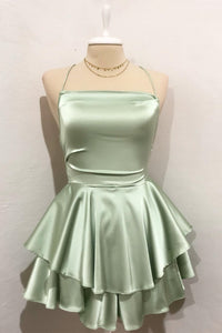 Spaghetti Straps Ruffle Homecoming Dress