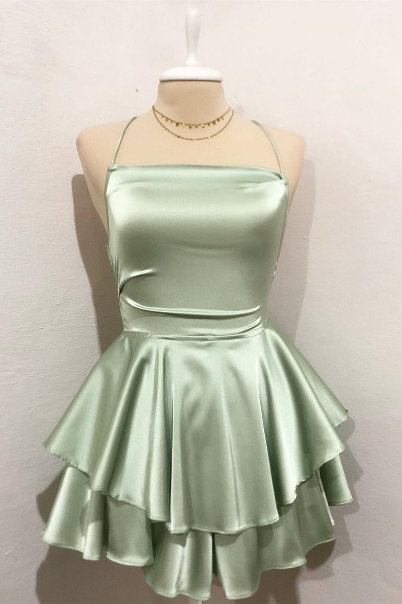 Spaghetti Straps Ruffle Homecoming Dress