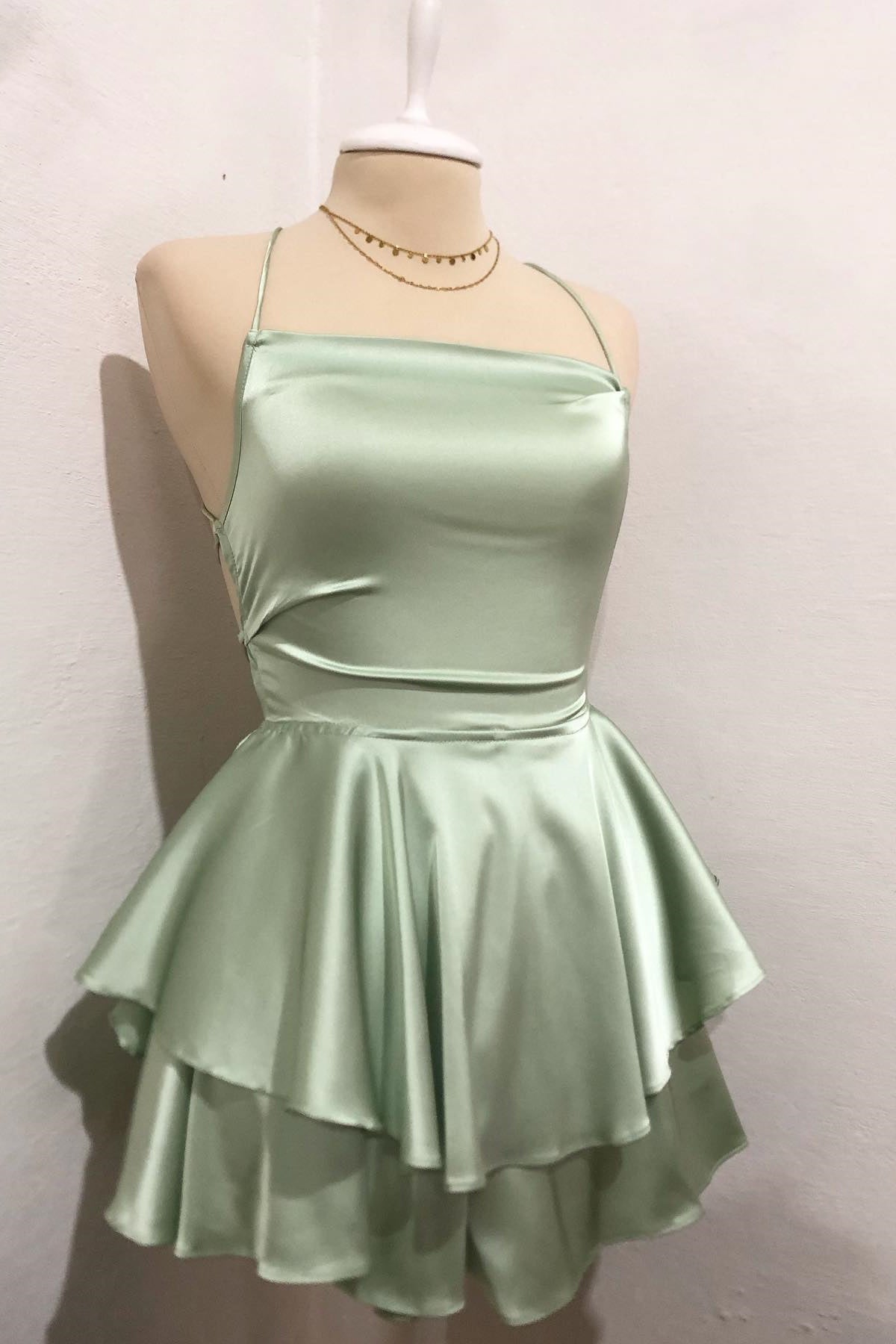 Spaghetti Straps Ruffle Homecoming Dress