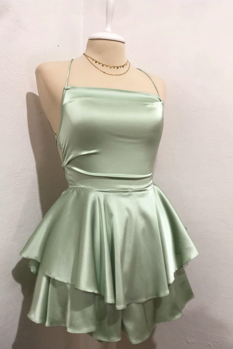 Spaghetti Straps Ruffle Homecoming Dress