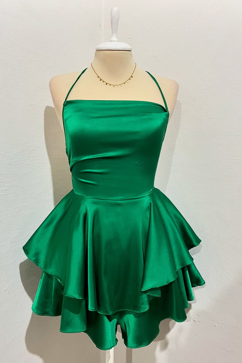 Spaghetti Straps Ruffle Homecoming Dress