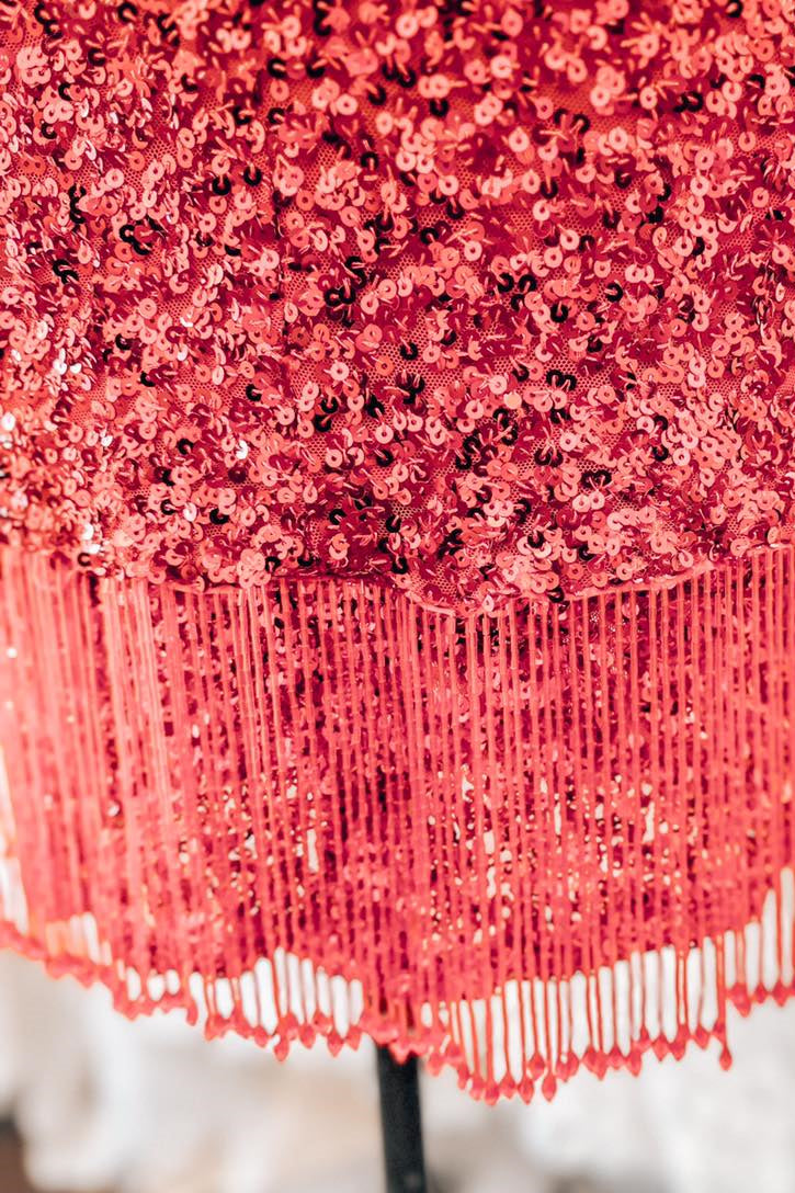 Red Lace-Up Sequins Sheath V Neck Homecoming Dress with Tassels