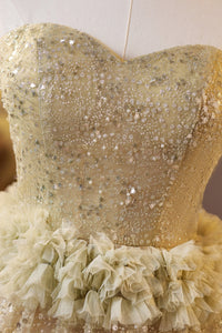 Golden Sweetheart Sequin Ruffle A-line Homecoming Dress