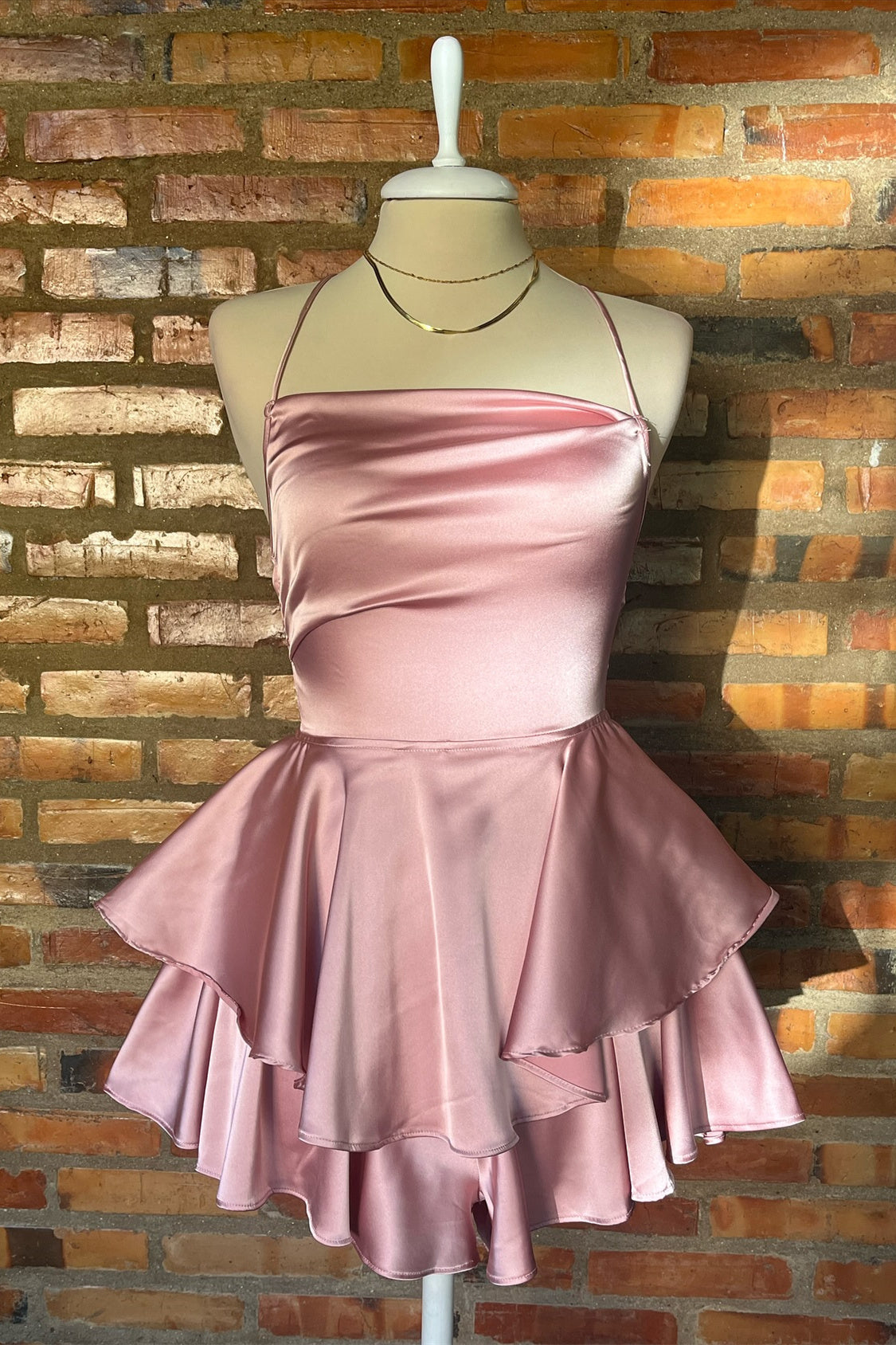 Spaghetti Straps Ruffle Homecoming Dress