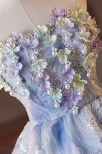 Strapless Sequin Floral Lace-up Back Homecoming Dress