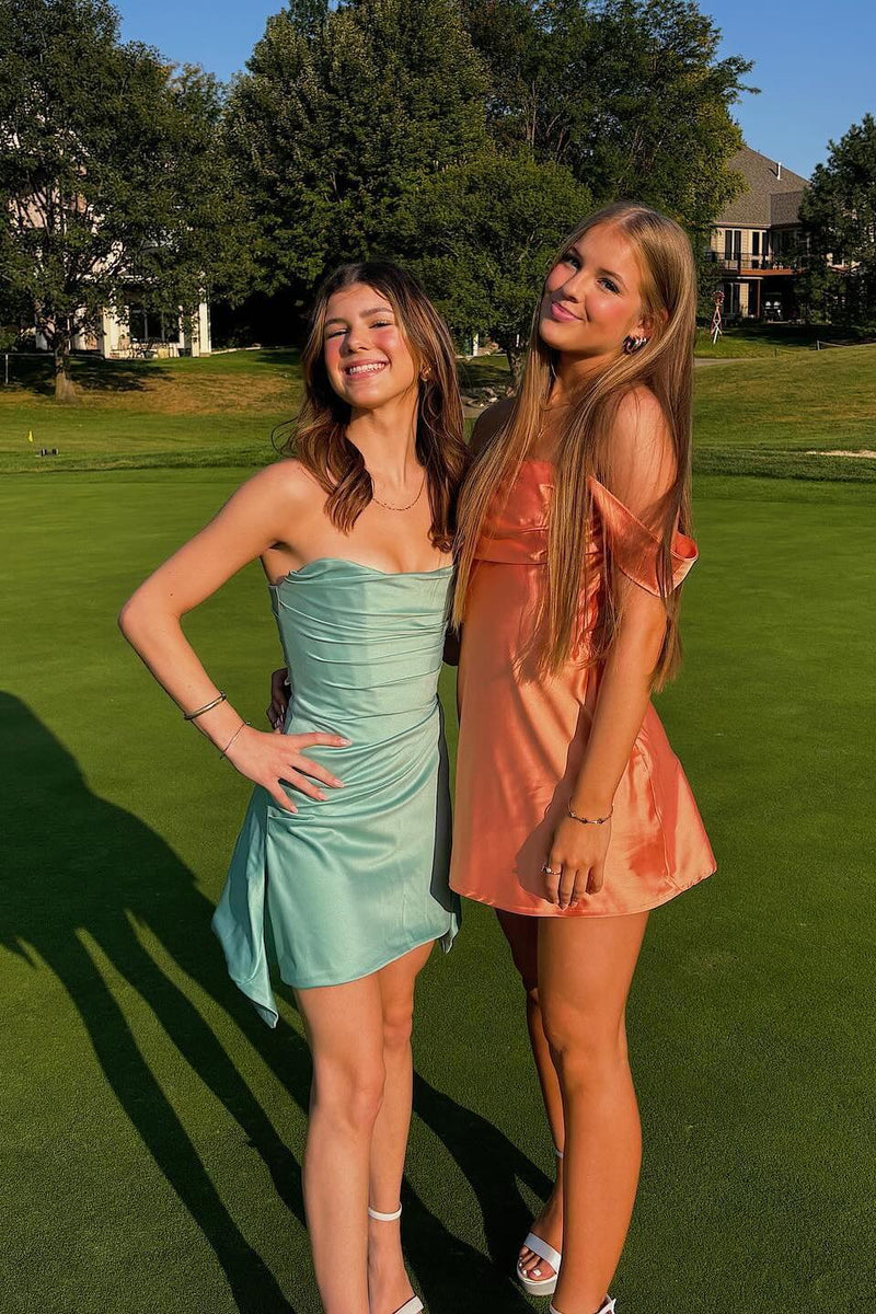 Off the Shoulder Green Short Princess Dress