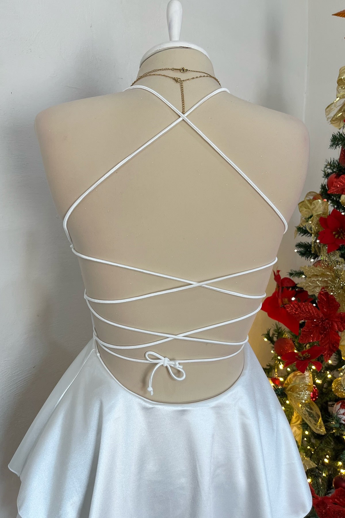 Spaghetti Strap Cowl Neck Tiered A-line Homecoming Dress