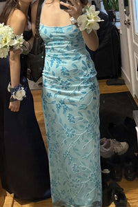 Straps Pink Beaded Fitted Long Party Dress