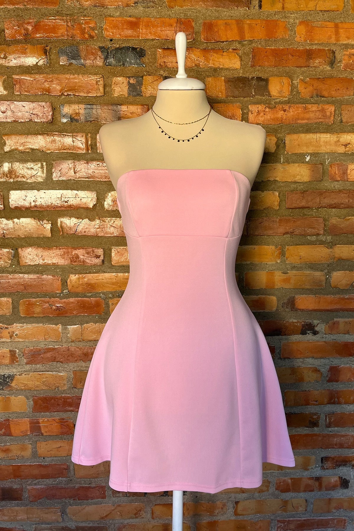 Strapless Pink A-line Short Mini Party Dress