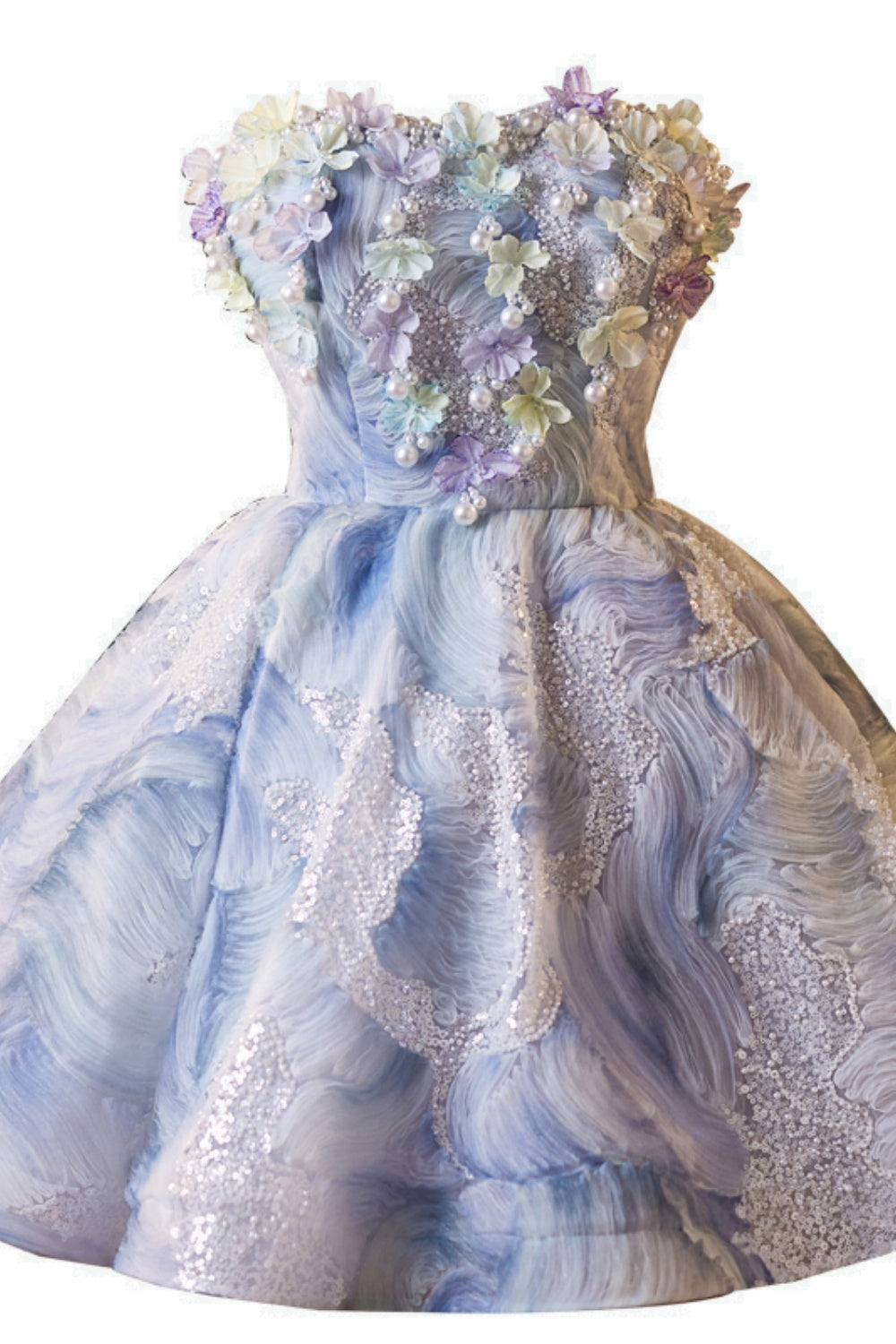 Strapless Sequin Floral Lace-up Back Homecoming Dress