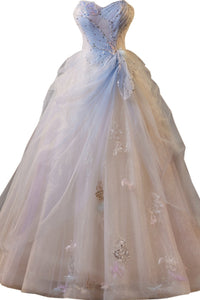 Sweetheart Blue Ruched A-line Prom Dress