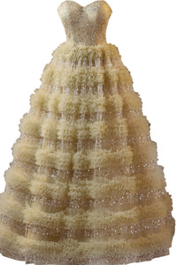 Golden Sweetheart Sequin Ruffle A-line Prom Gown