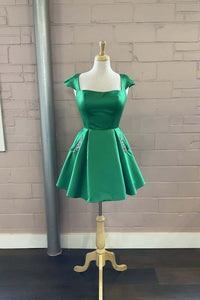 Cap Sleeves Short Yellow Homecoming Dress with Lace Up Back