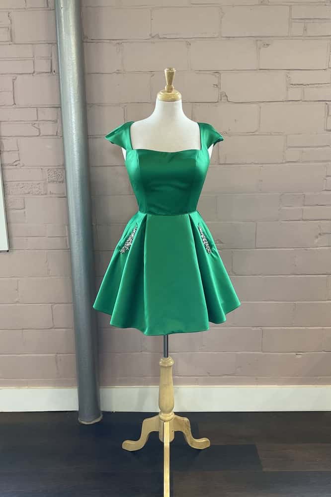 Cap Sleeves Short Yellow Homecoming Dress with Lace Up Back