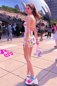 White Multi-Colors Sequins Backless Straps Sheath Homecoming Dress