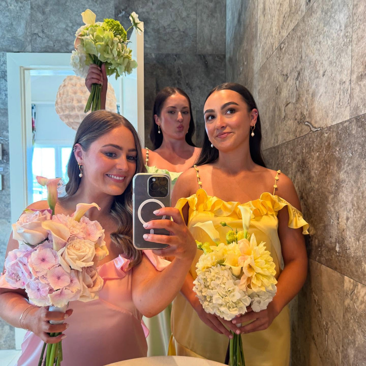 Ruffle Neck Ruched Bridesmaid Dress