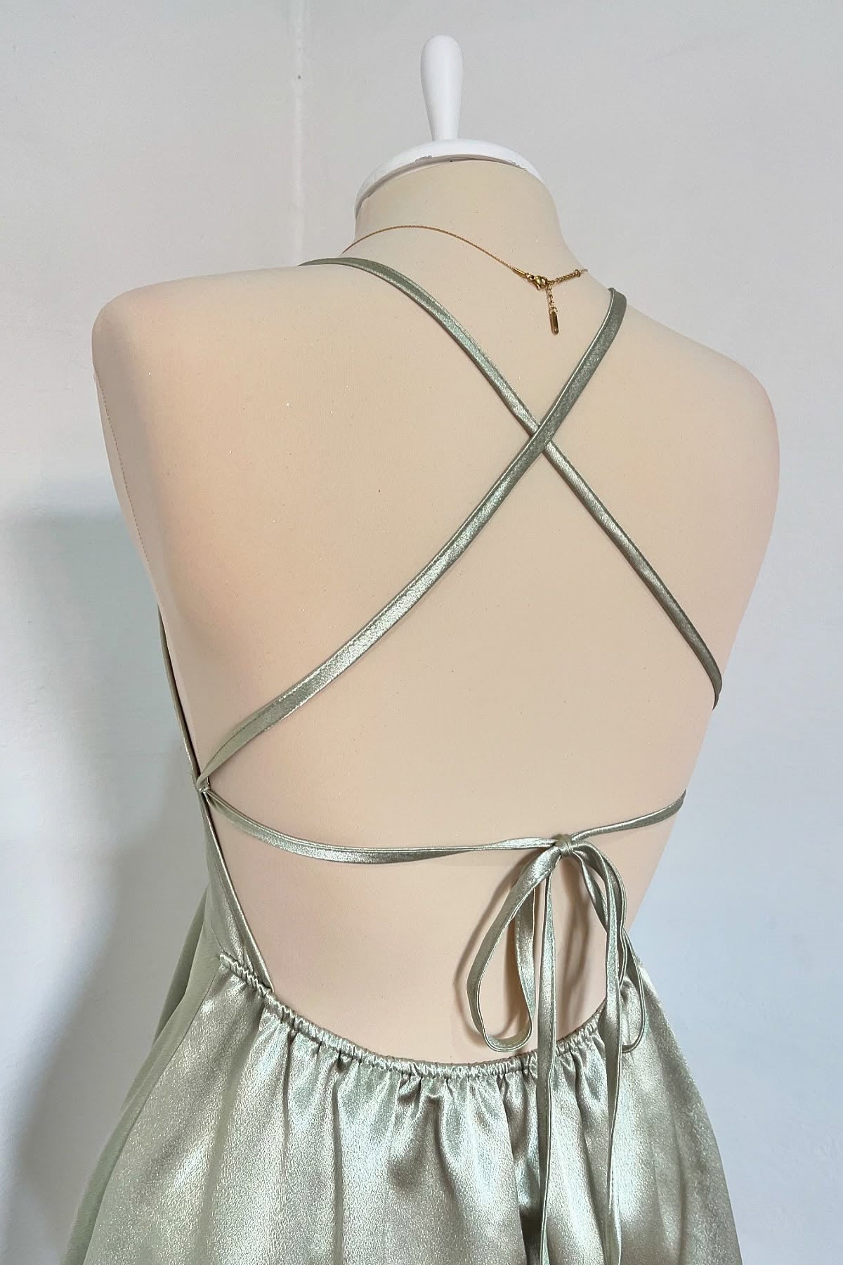 Sage Spaghetti Straps Lace-up Back A-line Homecoming Dress