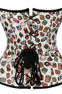 Beige Prints Strapless Lace-Up Bustier Corset Top