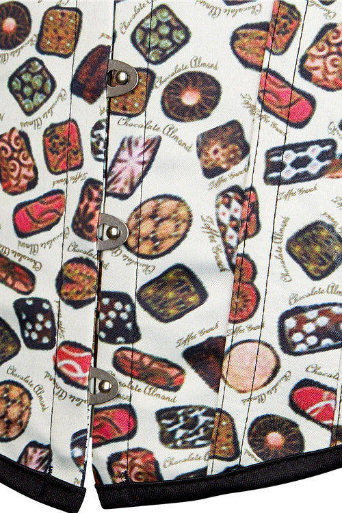 Beige Prints Strapless Lace-Up Bustier Corset Top