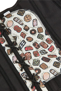 Beige Prints Strapless Lace-Up Bustier Corset Top