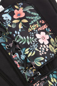 Black Floral Bow Tie Lace-Up Retro U Neck Bustier Corset Top