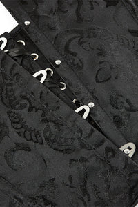 Black Floral Halter Bow Tie Lace-Up Bustier Corset Top