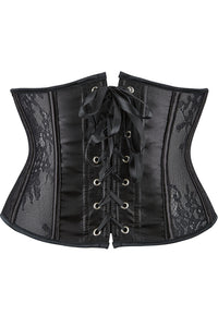 Black Jacquard Lace-Up Underbust Corset Top
