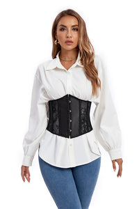 Black Jacquard Lace-Up Underbust Corset Top