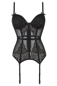 Black Illusion Lace Straps Bustier Corset Top 