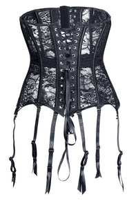 Black Lace Straps Lace-up Bustier Corset Top