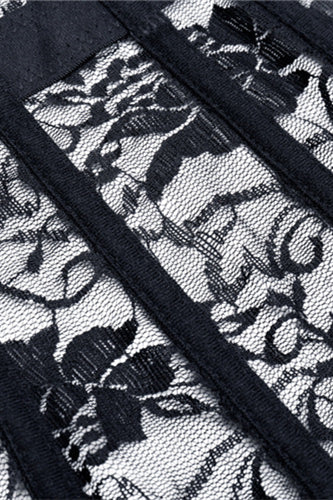 Black Lace Straps Lace-up Bustier Corset Top