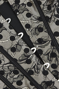 Black Strapless Ruffled Dots Lace-Up Bustier Corset Top