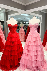 Strapless Beaded Ruched Ruffle Long Prom Dress