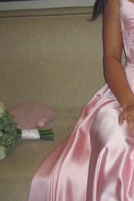 Pink Scoop Neck Floral Ruched Bridesamid Dress