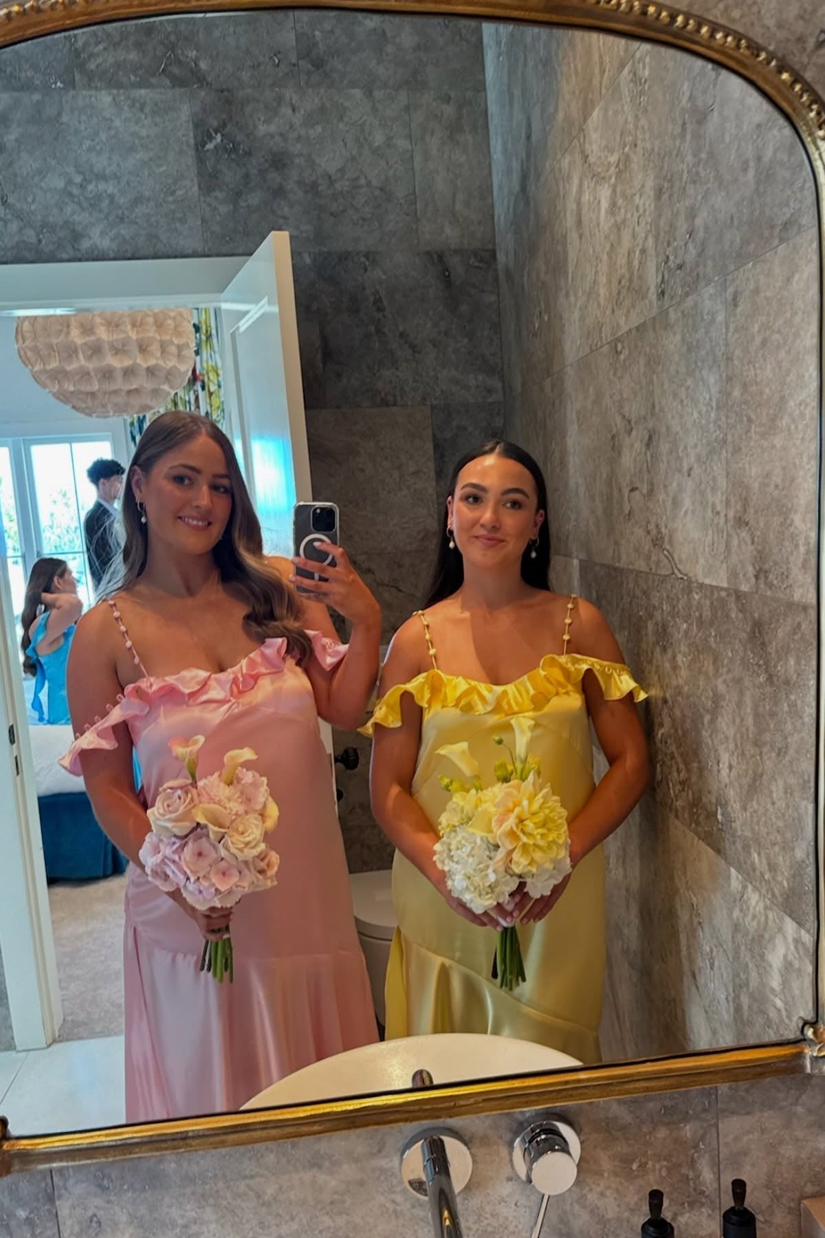 Ruffle Neck Ruched Bridesmaid Dress