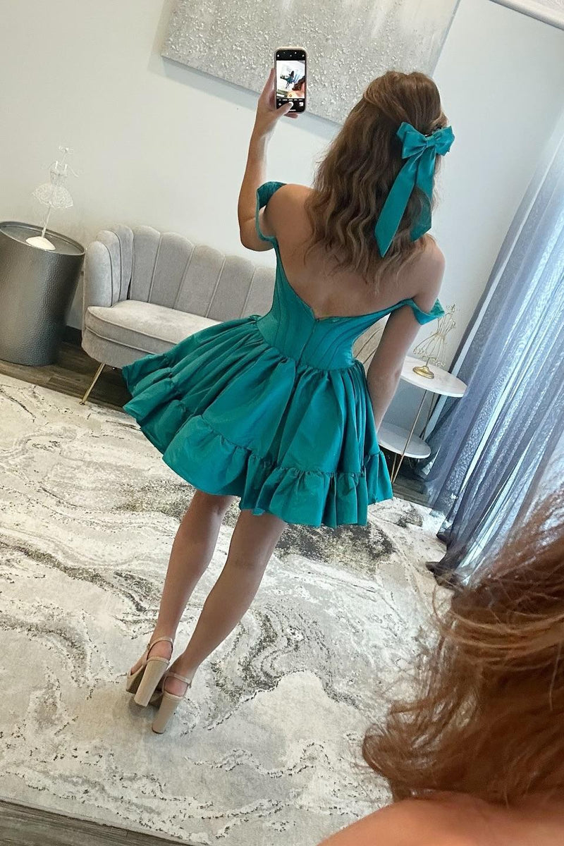 Pink Off the Shoulder A-line Short Princess Dress