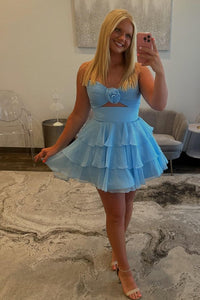 Strapless Fuchsia Keyhole Short Ruffle Dress