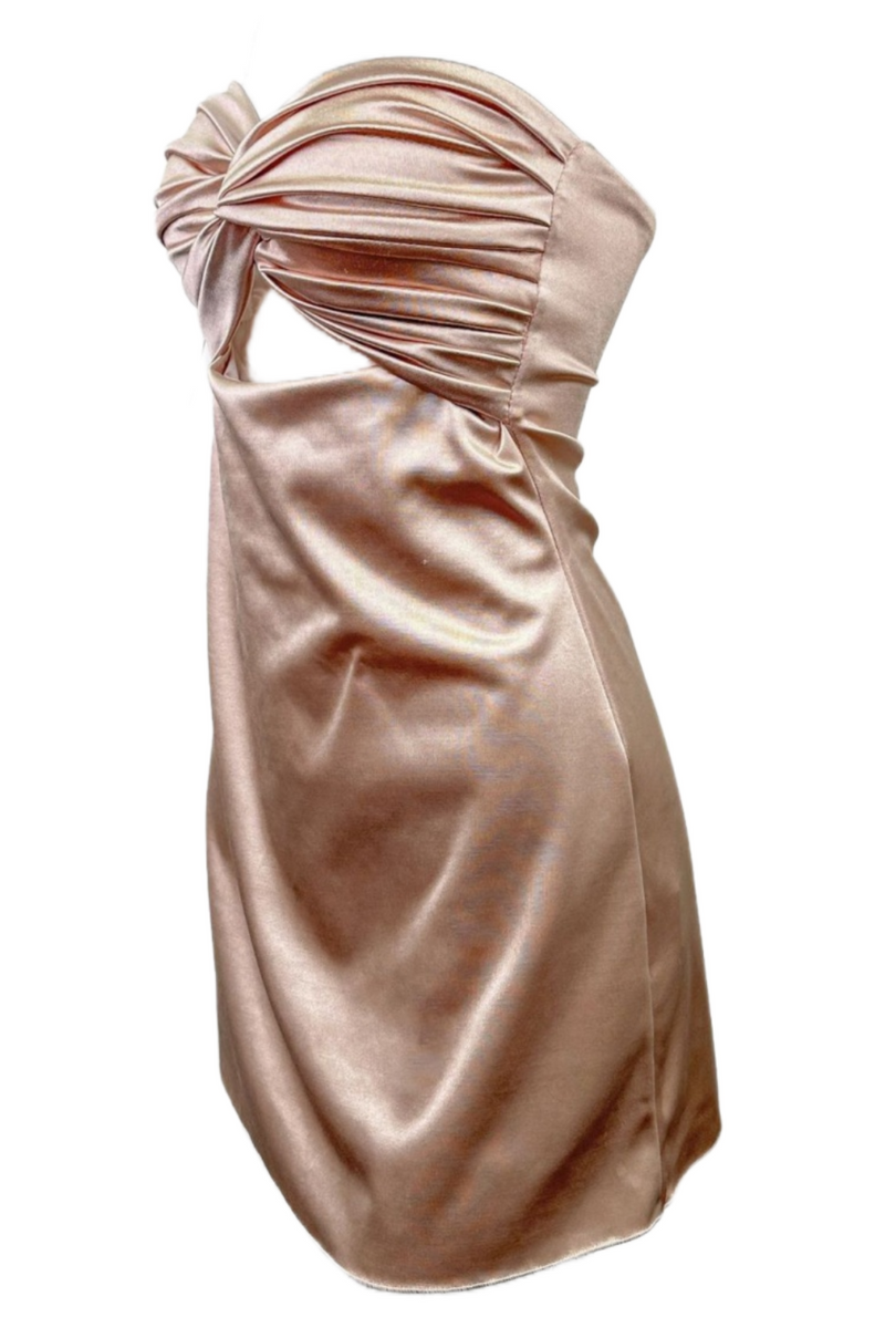 Pink Sweetheart Twist Party Dress with Keyhole