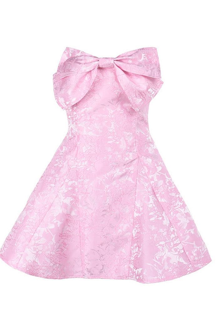 Pink Lace Bow A-line Party Dress