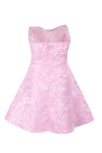 Pink Lace Bow A-line Party Dress