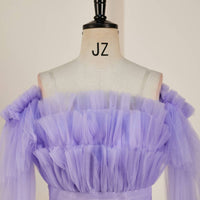 Lavender Strapless A-line Layers Homecoming Dress with Detachable Sleeves